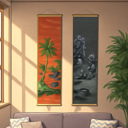 A Tale of Two Skies: The Day & Night Set of Bamboo Mat Wall Hangings