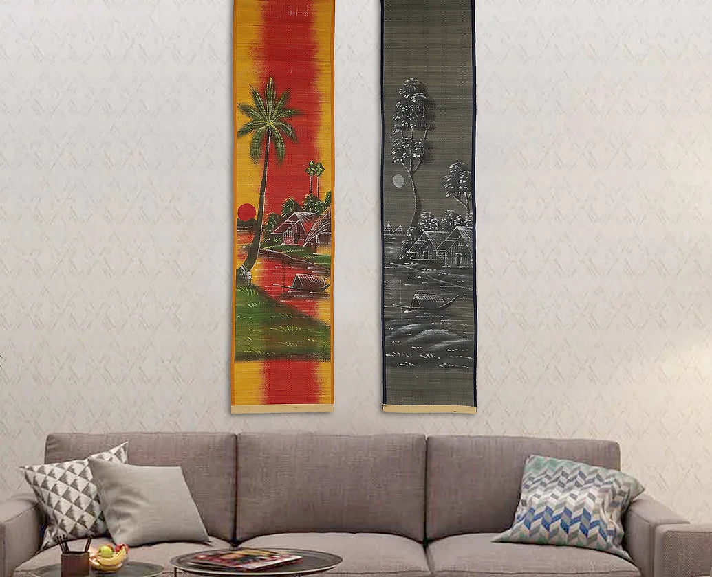 Day & Night (Set) Bamboo Mat Wall Hangings