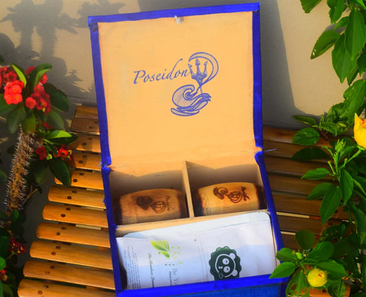 Set de regalo de té de bambú con tema Poseidón