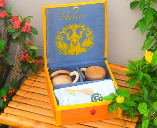 Set de regalo de té de bambú con tema Helios