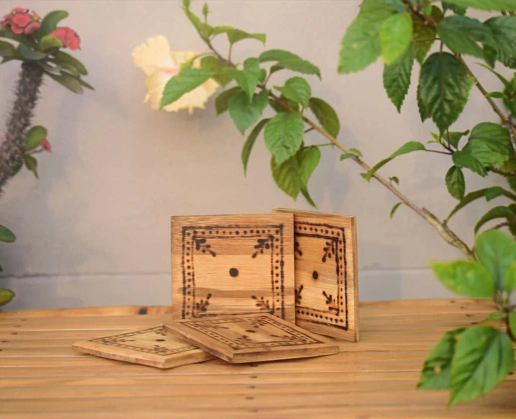 Handmade Bamboo Coasters - 6 pieces