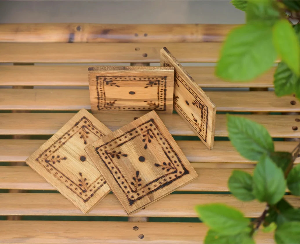 Handmade Bamboo Coasters - 6 pieces