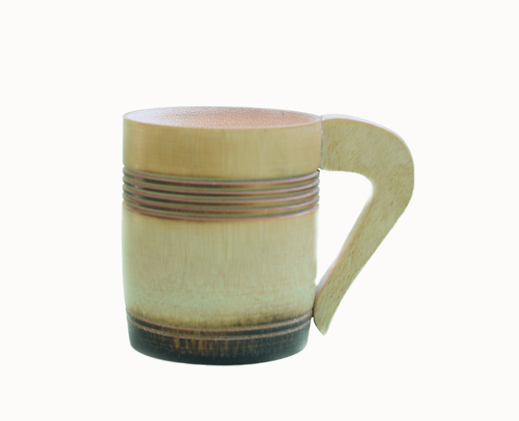 Tasse à thé en bambou faite à la main de 3 pouces avec finition fumée - 2 pièces