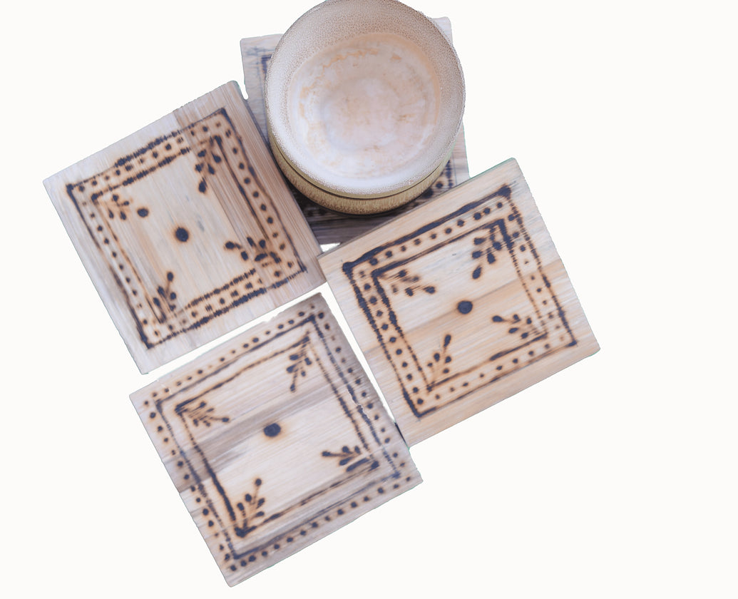 Handmade Bamboo Coasters - 6 pieces