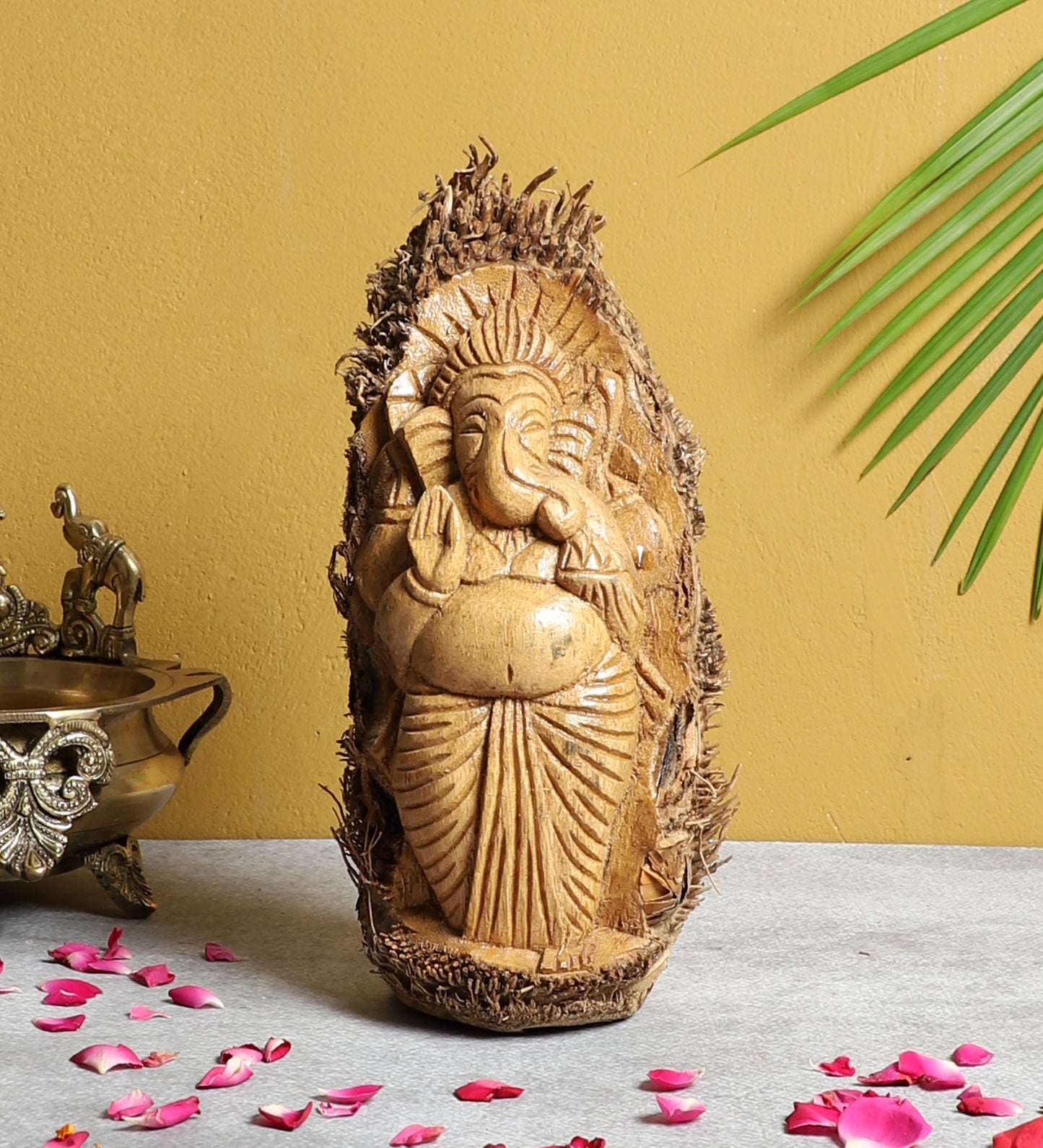 Hand-carved Bamboo Root Idol - Ganesha