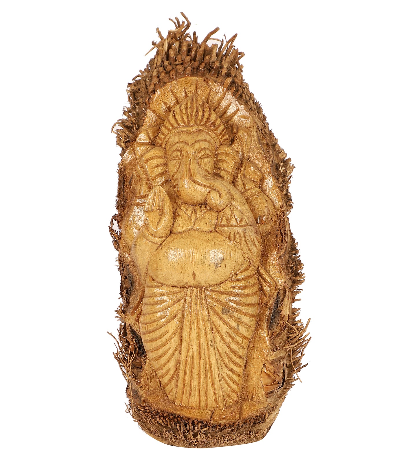 Hand-carved Bamboo Root Idol - Ganesha