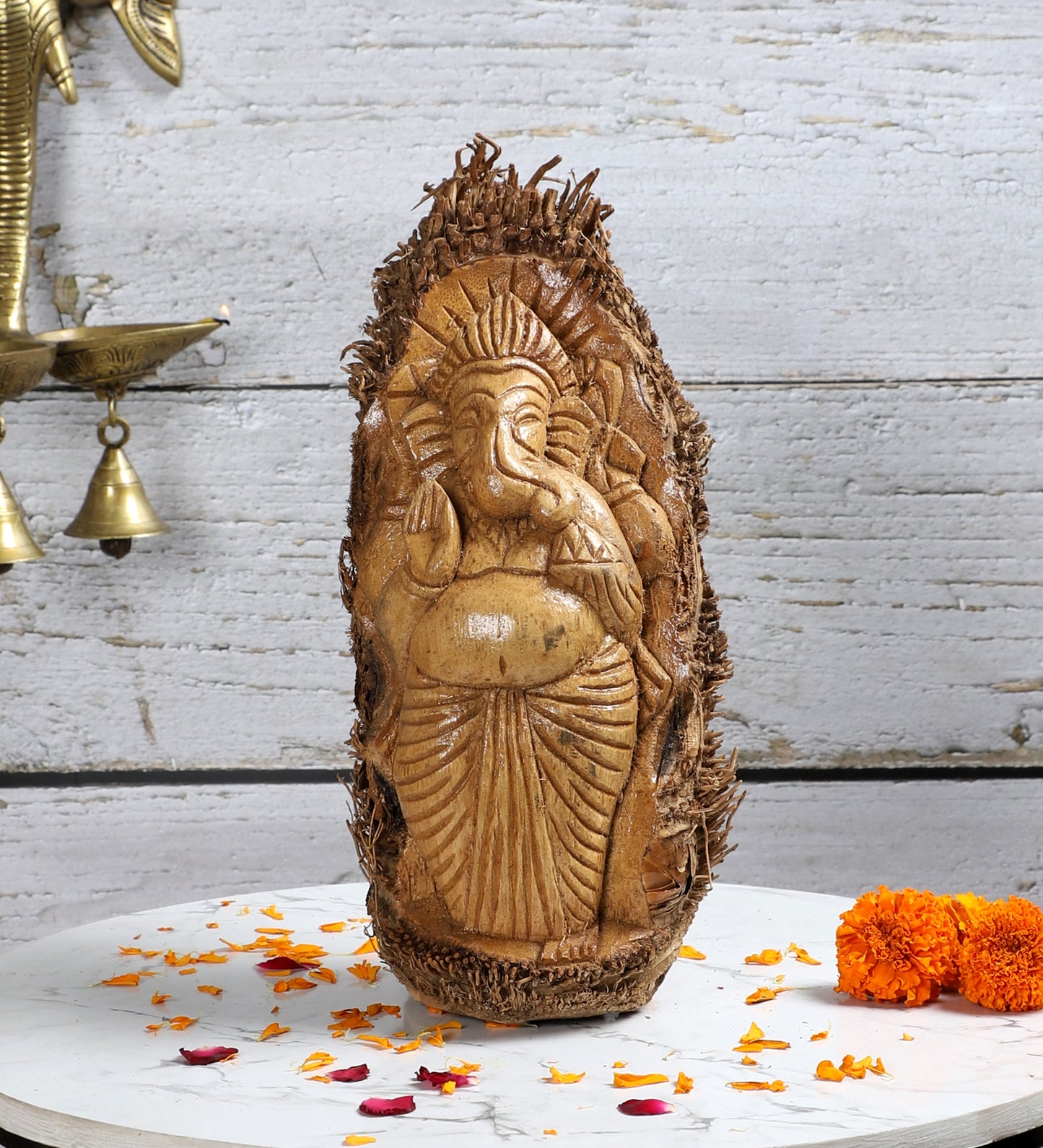 Hand-carved Bamboo Root Idol - Ganesha