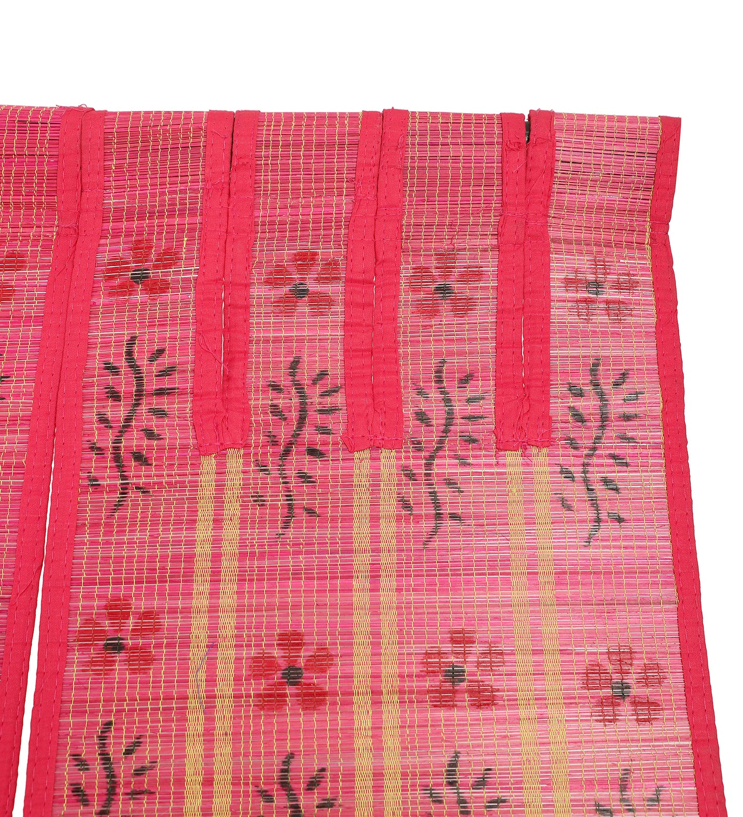 Three Panel Bamboo Curtain - Pink