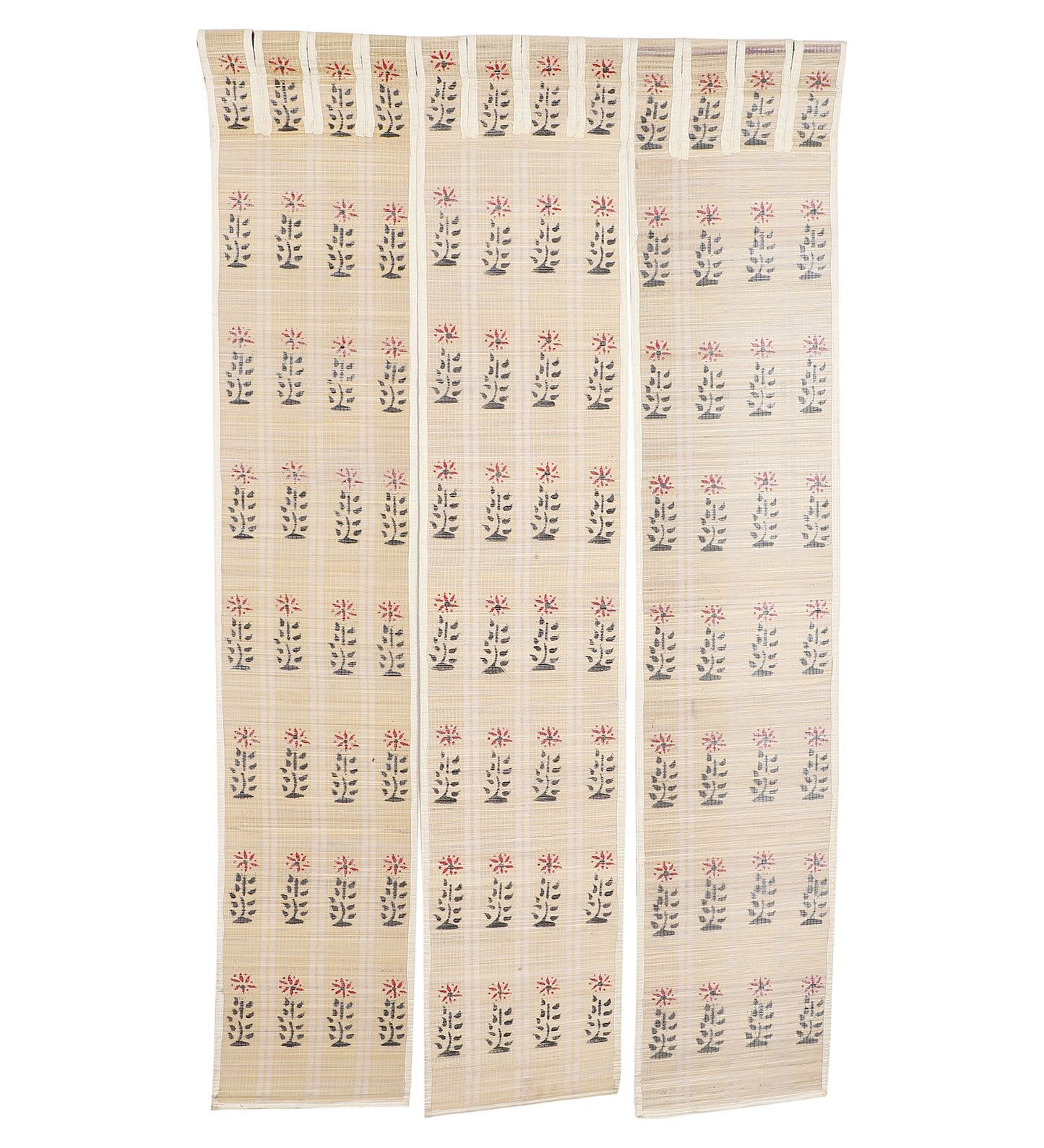 Three Panel Bamboo Curtain - Beige