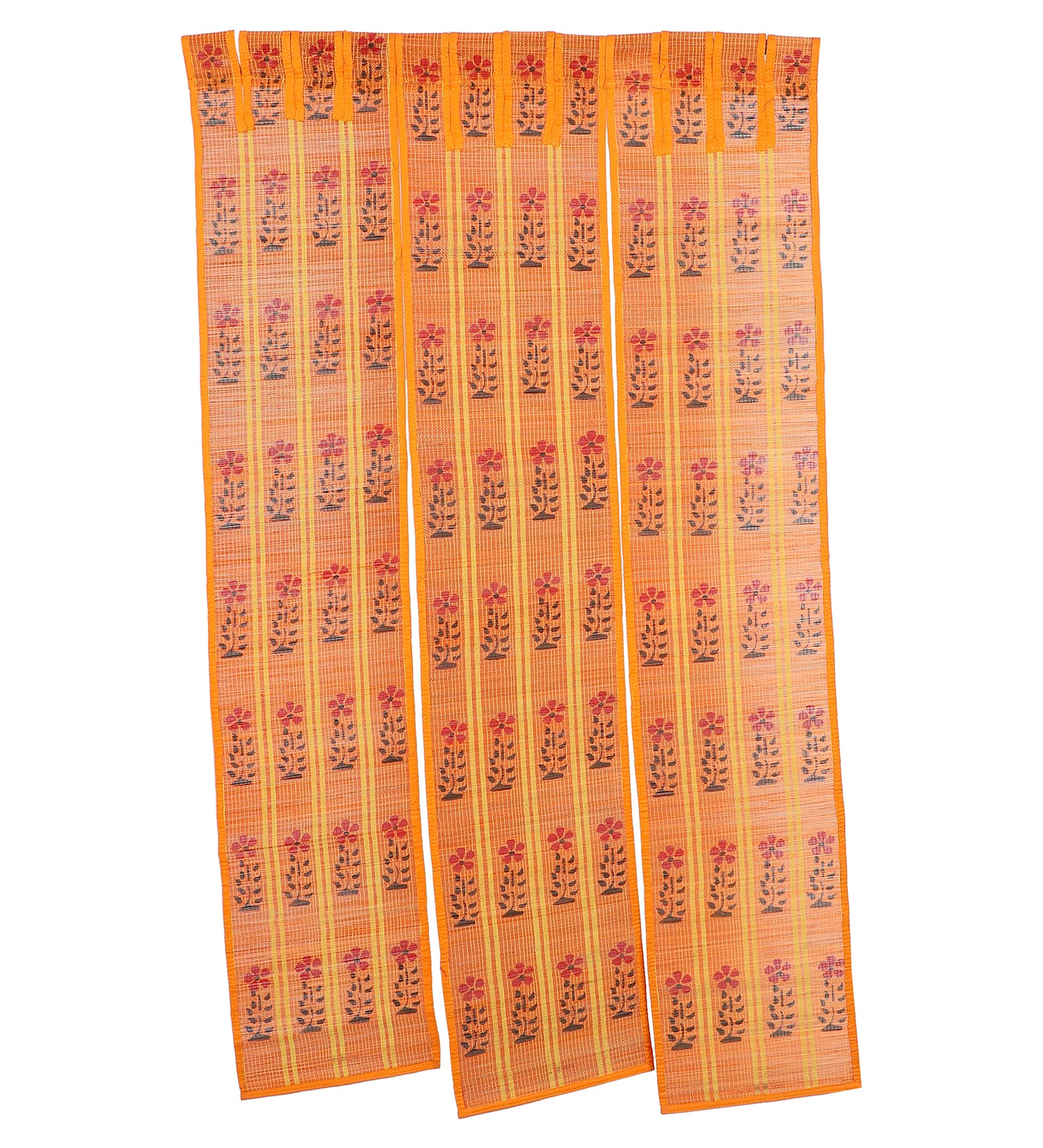 Three Panel Bamboo Curtain - Orange