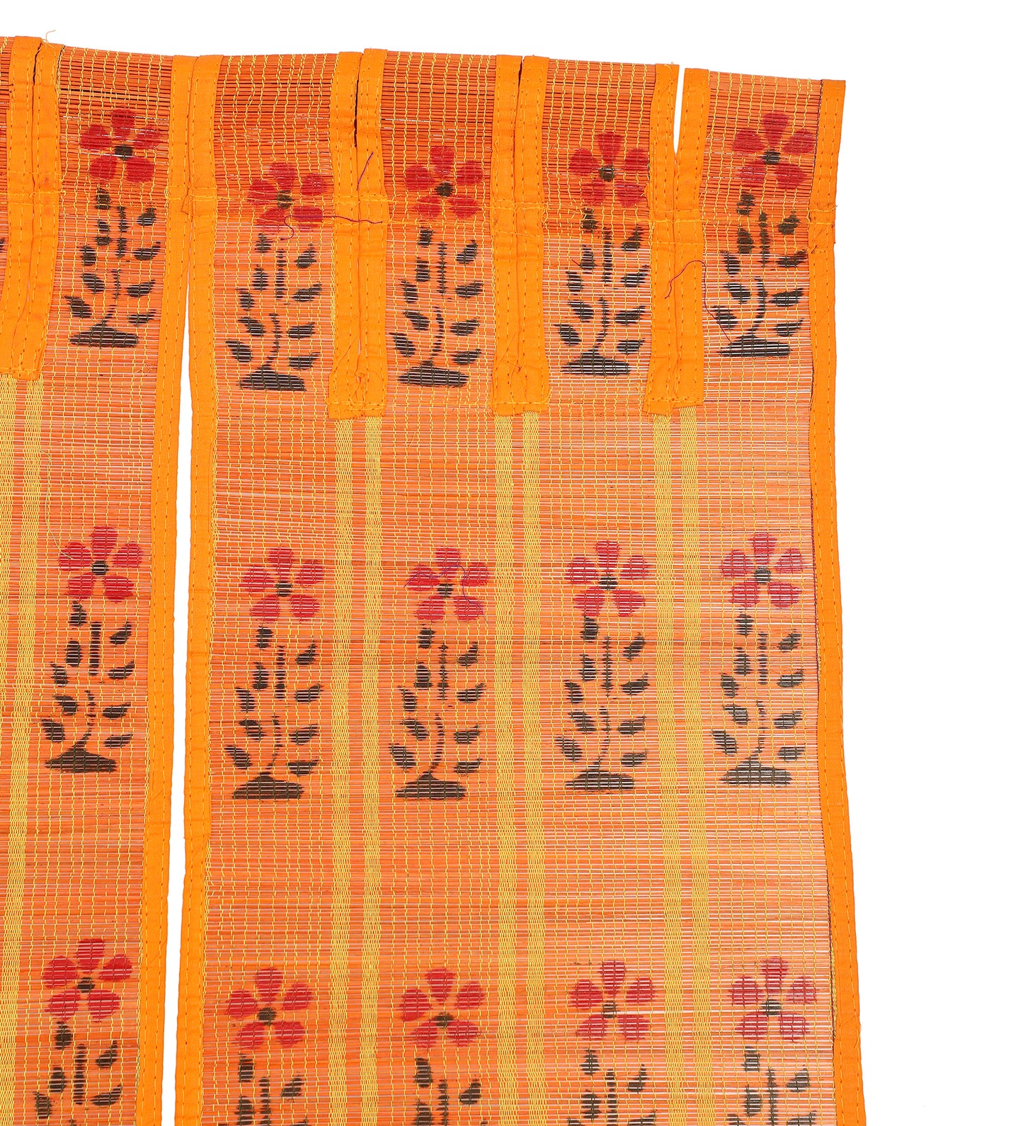 Three Panel Bamboo Curtain - Orange