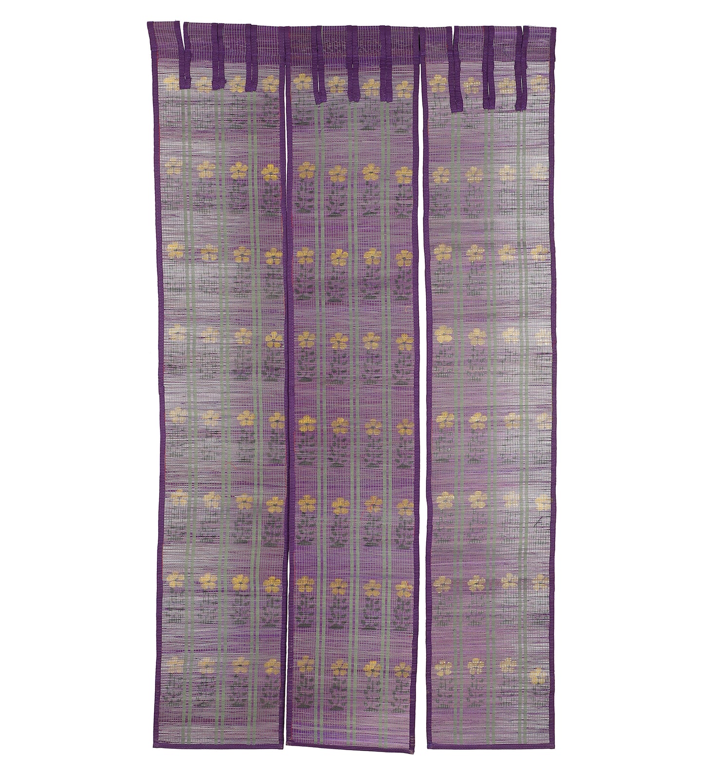 Three Panel Bamboo Curtain - Purple