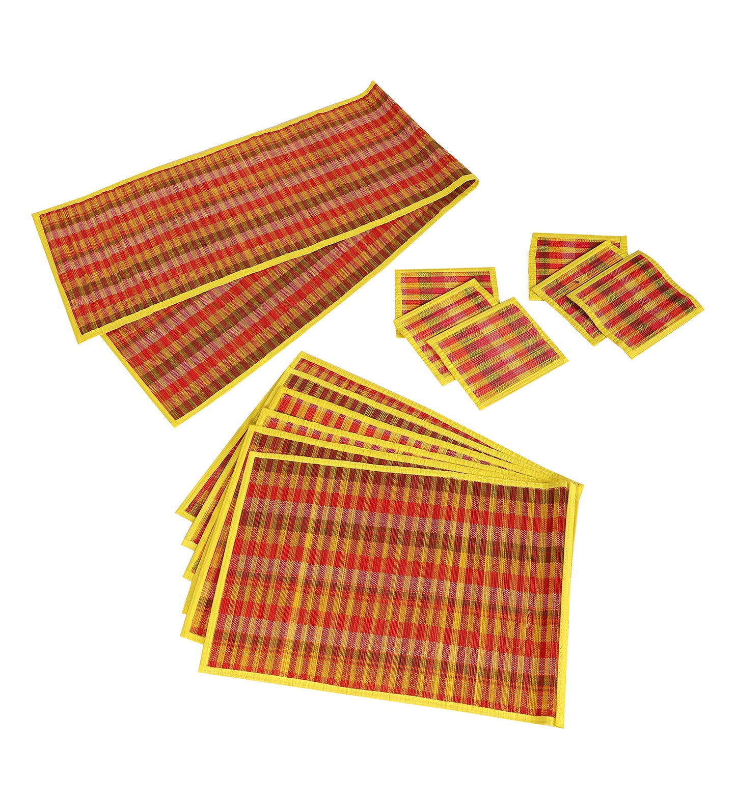 Bamboo Dining Mats - Multi Yellow (Set of 13)