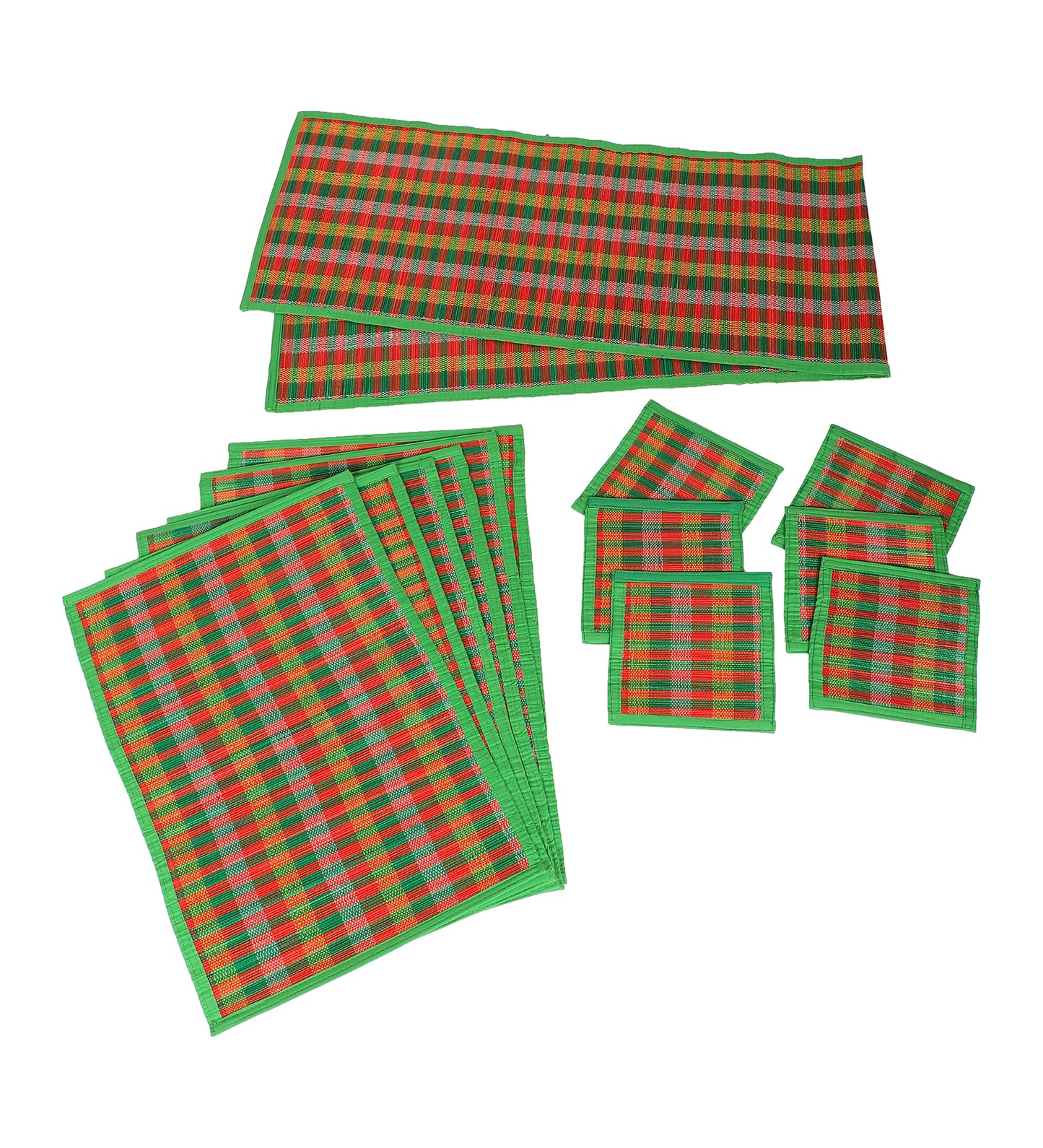 Bamboo Dining Mats - Multi Green (Set of 13)