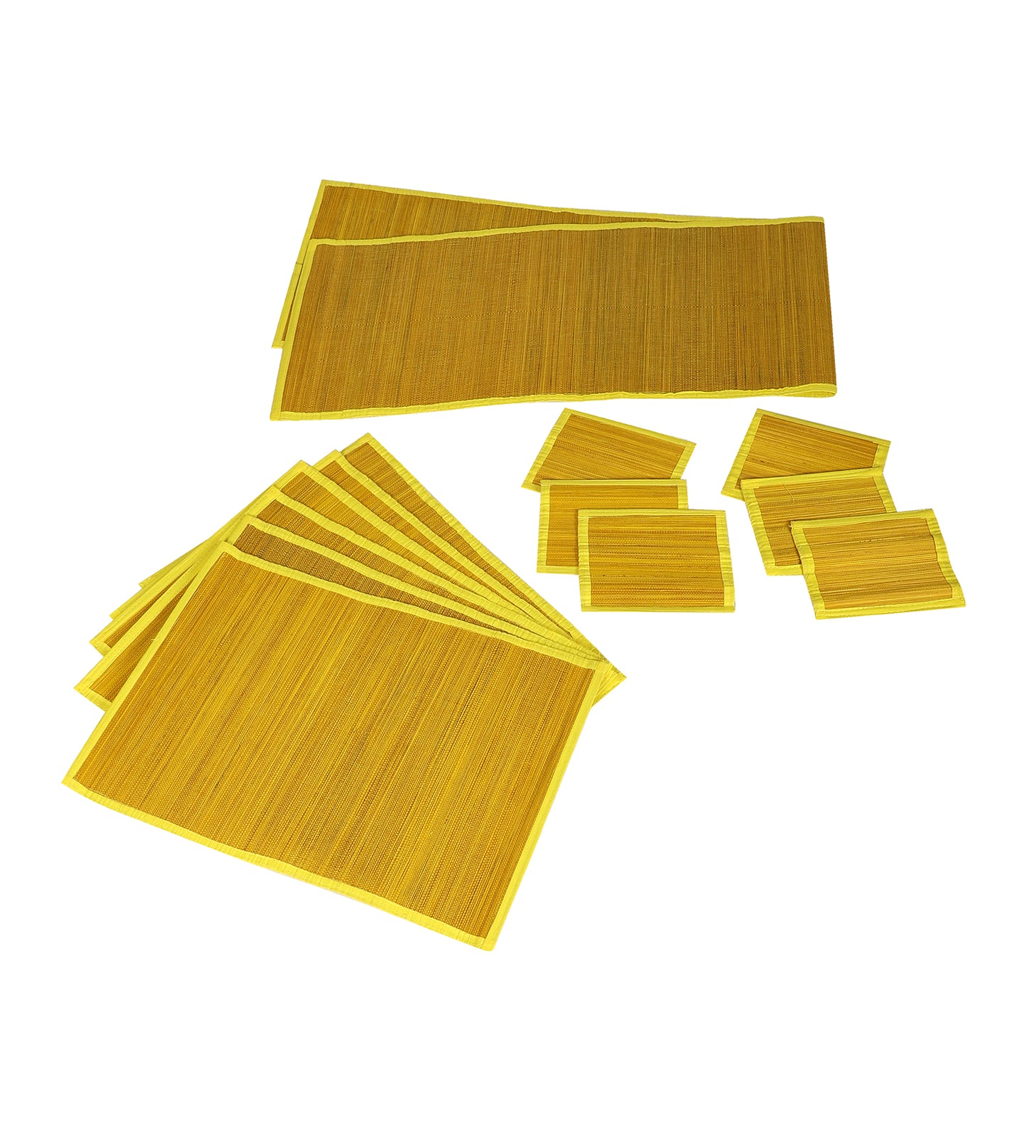 Bamboo Dining Mats - Yellow (Set of 13)