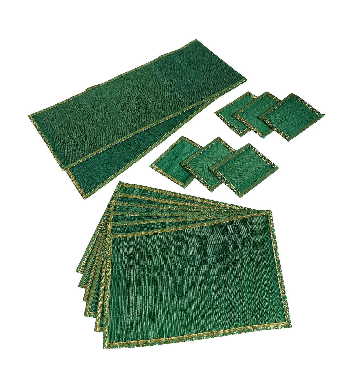 Bamboo Dining Mats - Green (Set of 13)