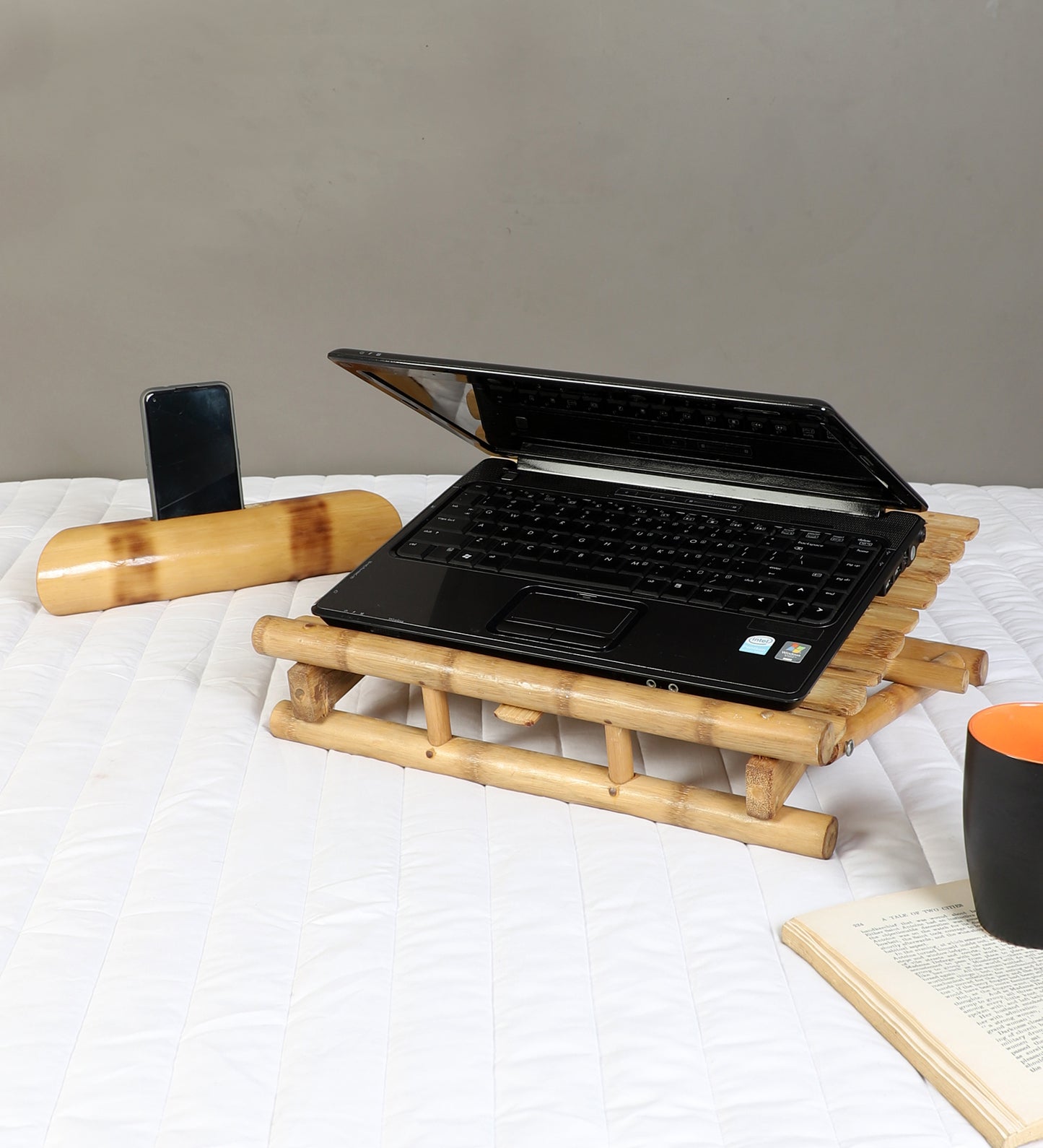 Natural Bamboo Work Set - Laptop Stand and Amplifier
