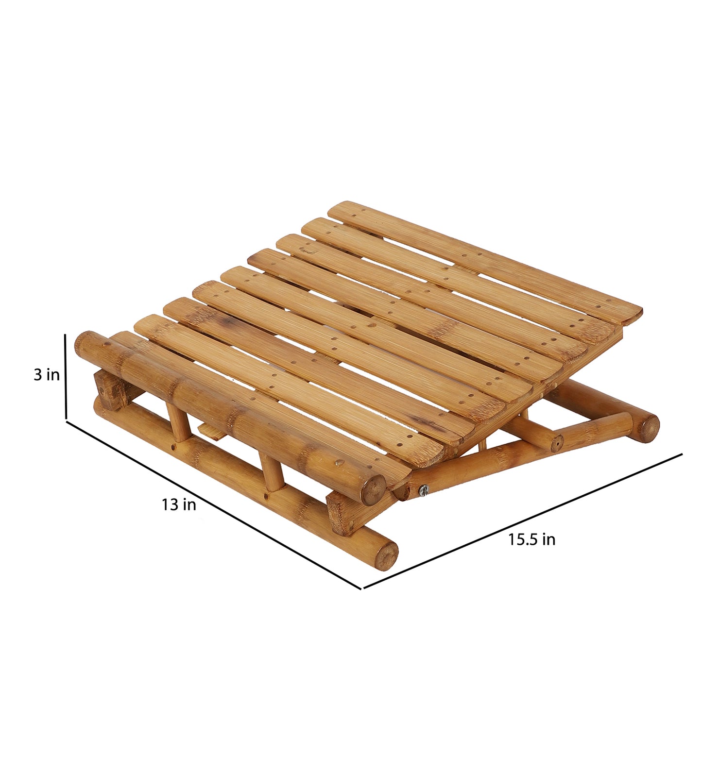 Support pour ordinateur portable à trois voies en bambou naturel