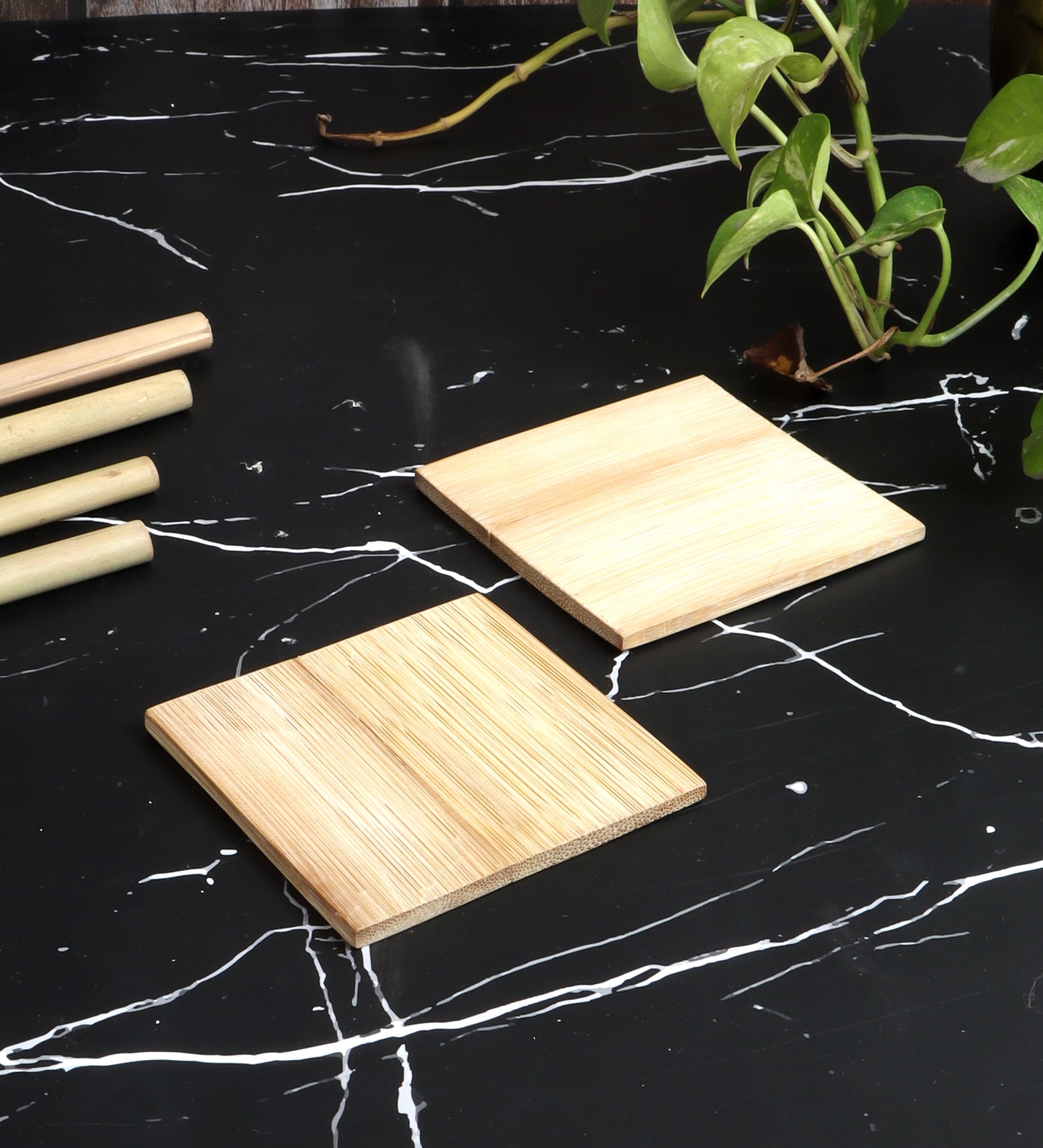 BAMBOO COASTERS PLAIN DESIGN- SET OF 4