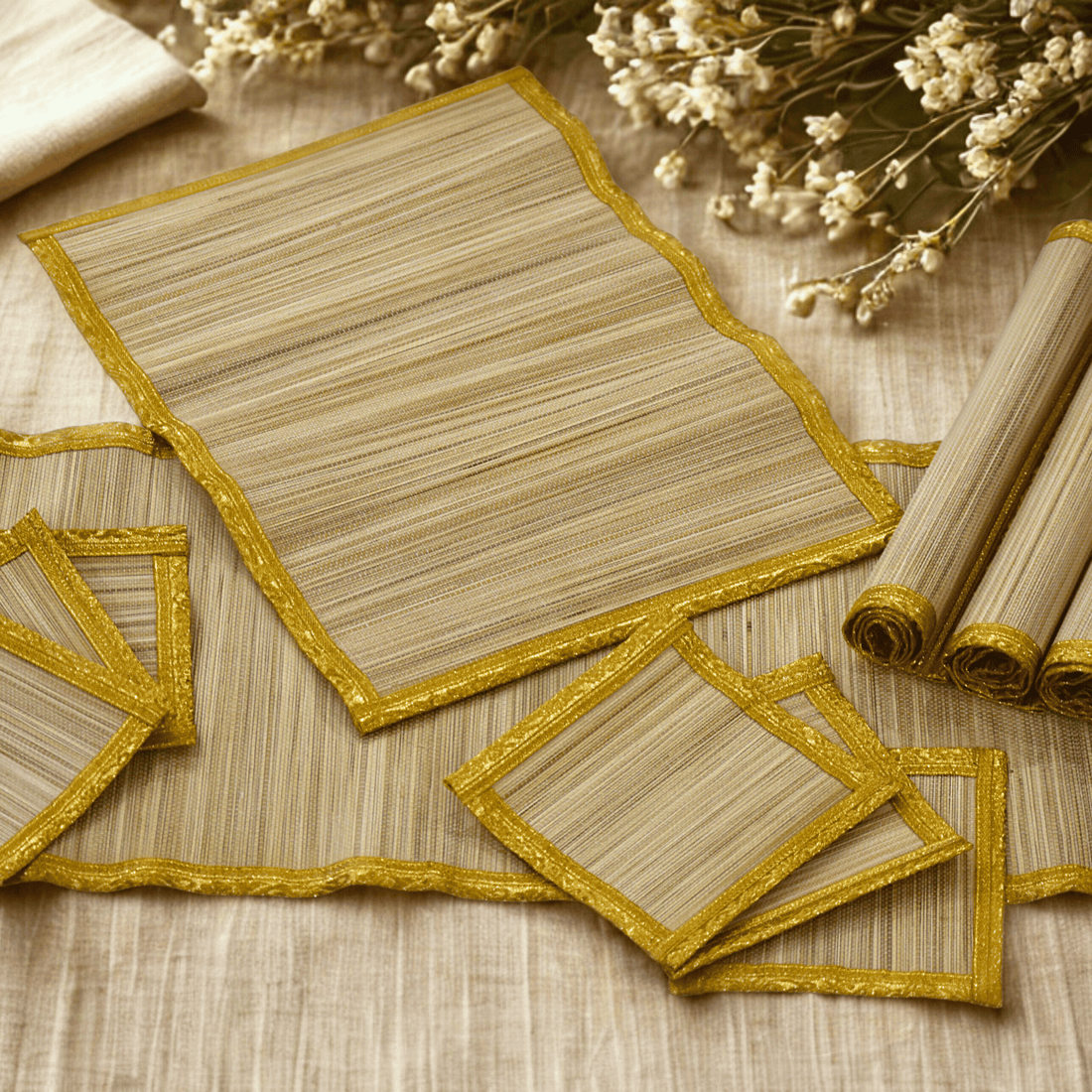 Introducing the Zari Series: Bamboo Mats with Zari Borders