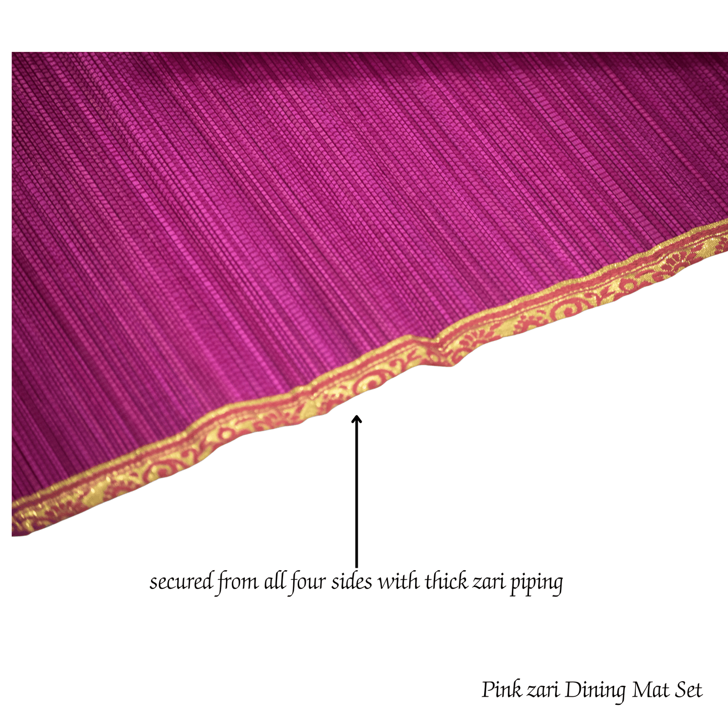 Zari Series | Bamboo Table Runner - Pink with Rose Zari Finish