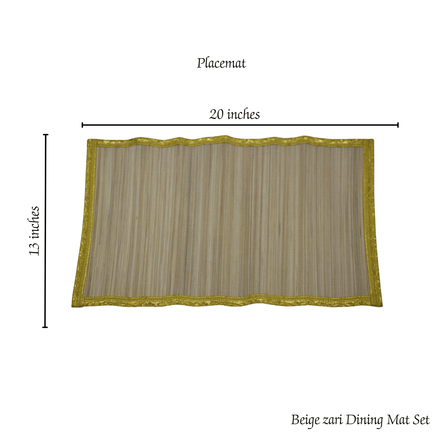 Zari Series | Bamboo Placemat (Set of 6) - Beige Luxe with Sand Gold