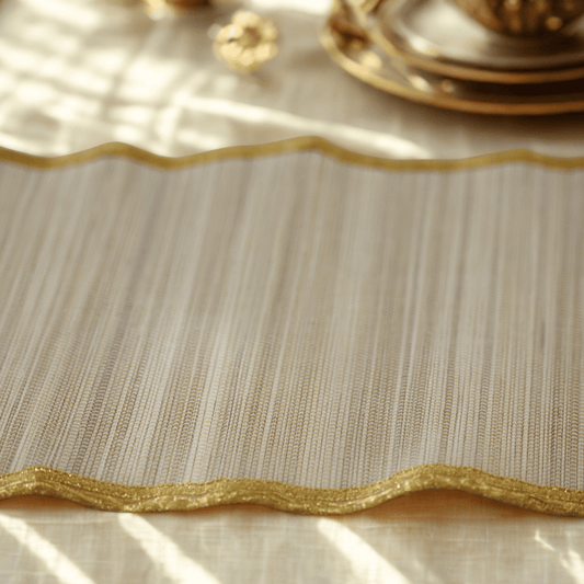 Zari Series | Bamboo Table Runner - Beige Luxe with Sand Gold