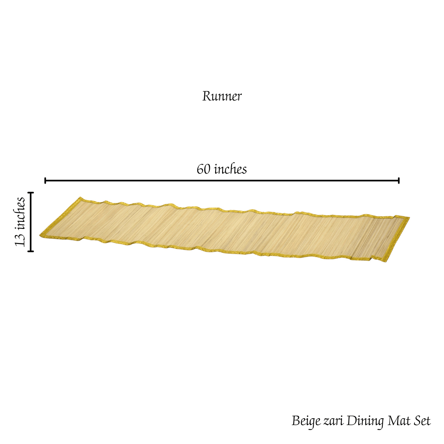 Zari Series | Bamboo Table Runner - Beige Luxe with Sand Gold