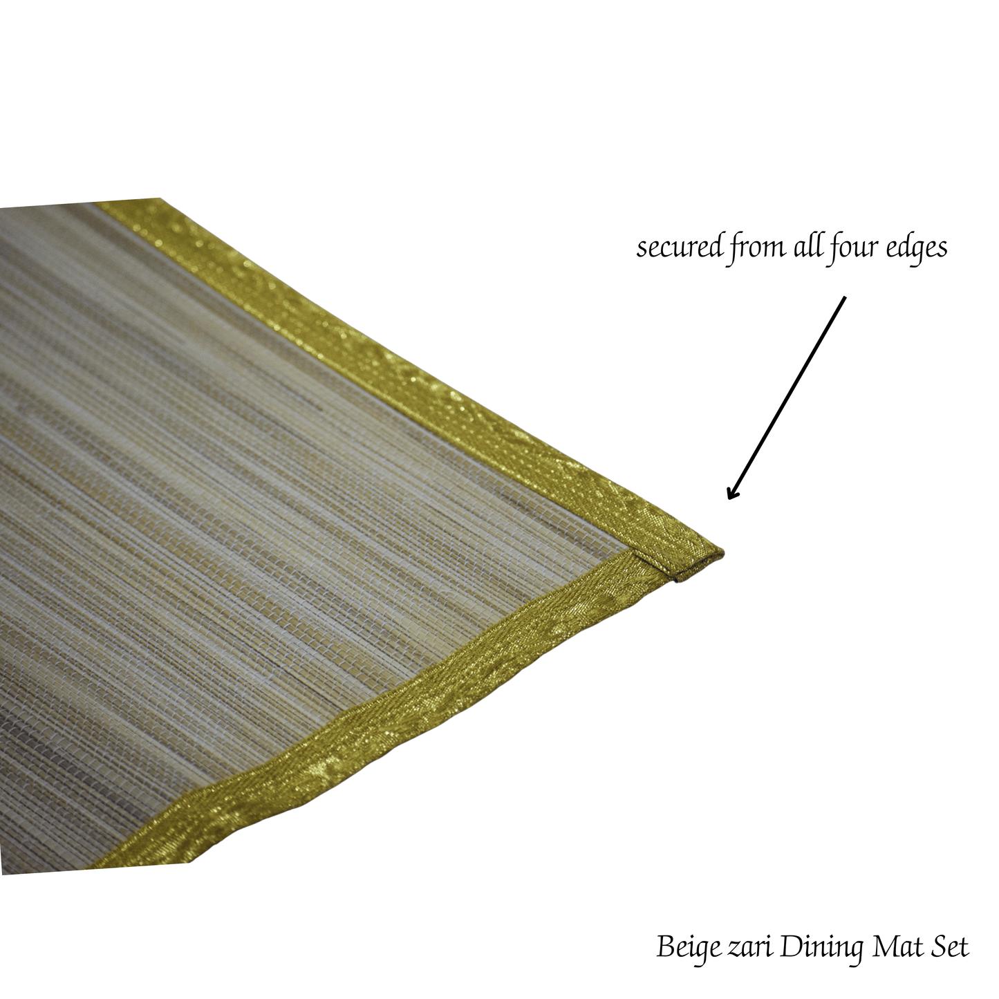 Zari Series | Bamboo Coasters (Set of 6) - Beige Luxe with Sand Gold