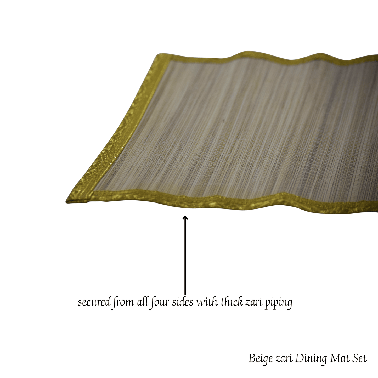 Zari Series | Bamboo Coasters (Set of 6) - Beige Luxe with Sand Gold