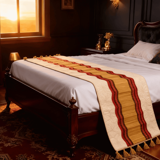 After Wait | Bamboo Bed Mat – Snowflake Weave with Muga Gold