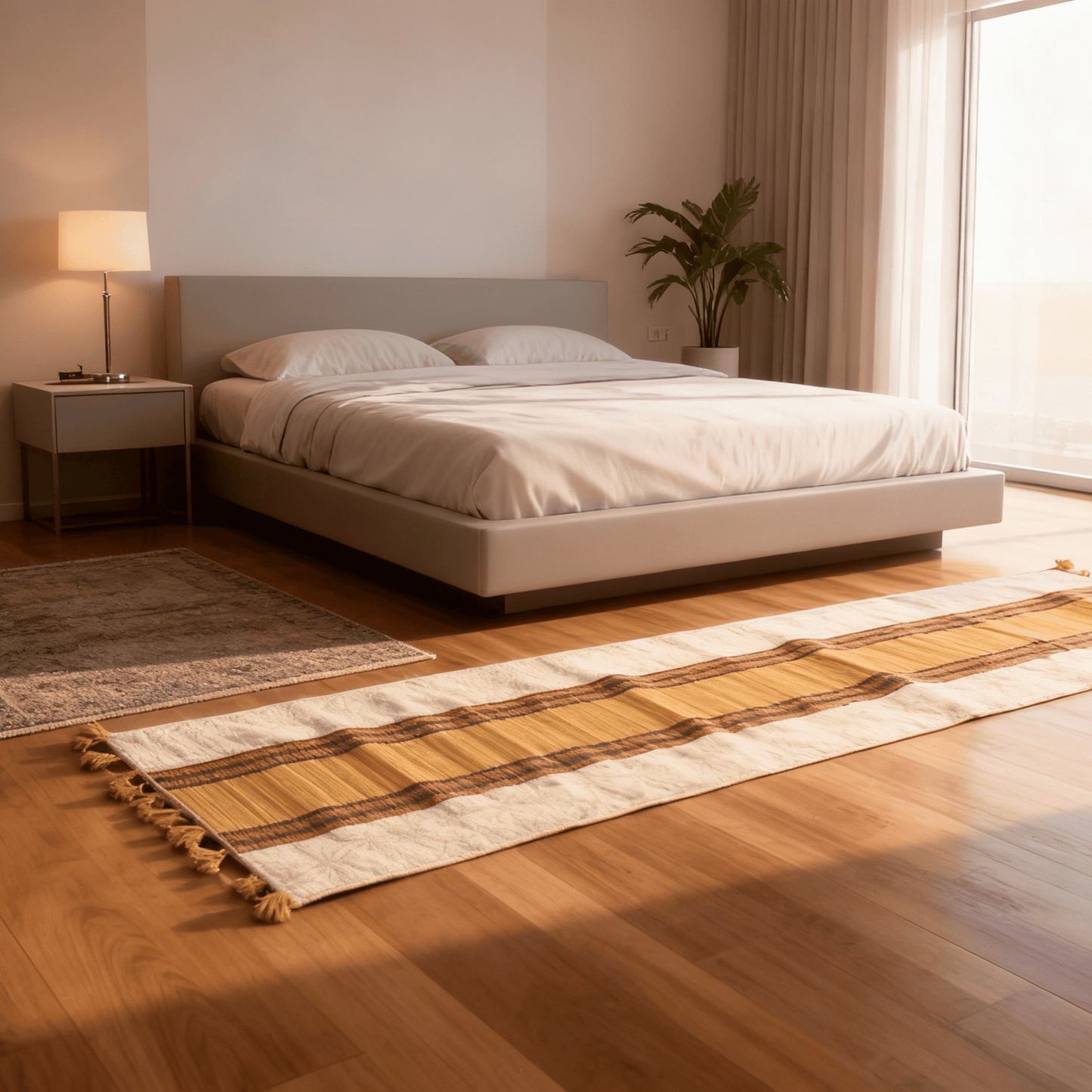 After Wait | Bamboo Bed Mat – Snowflake Weave with Muga Gold