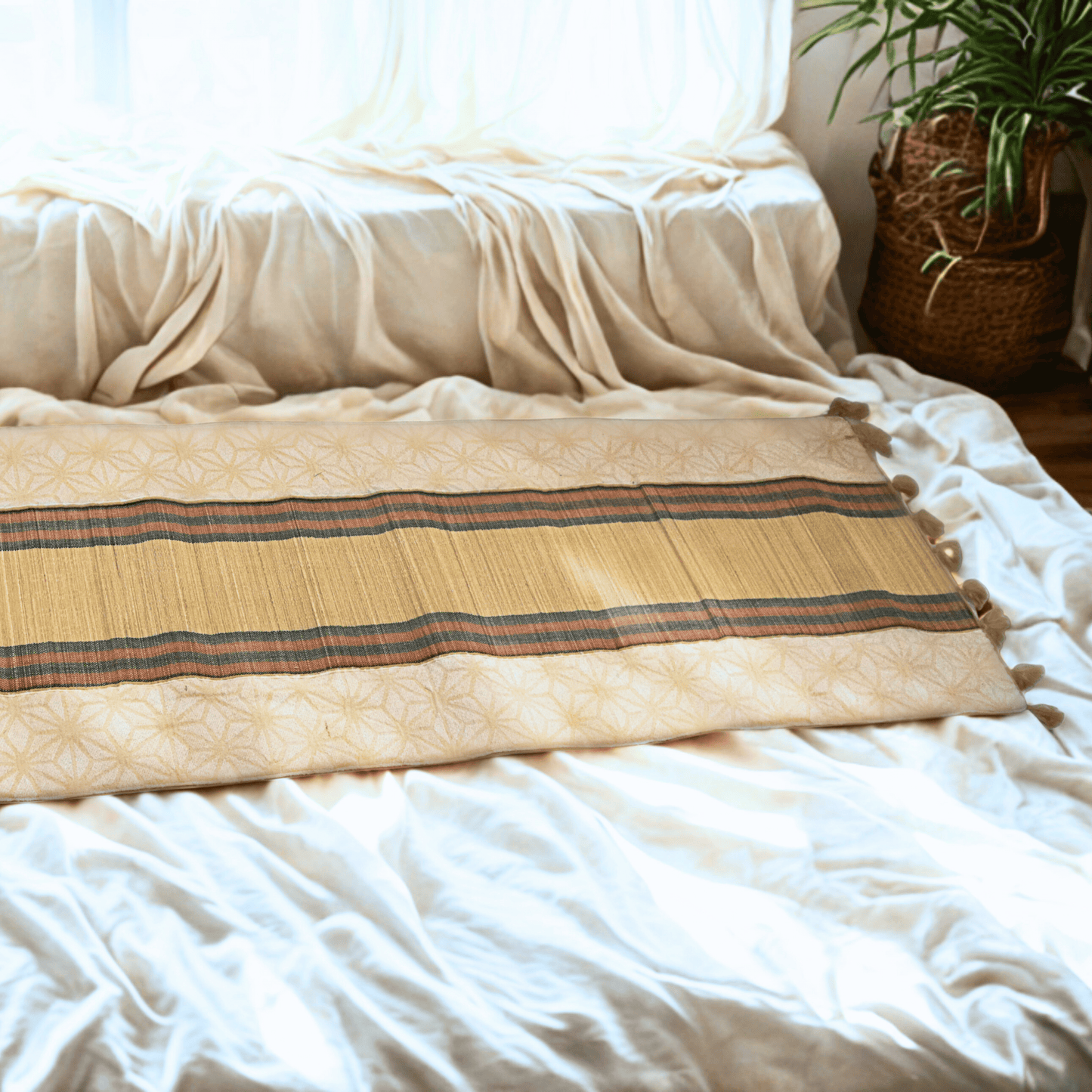 After Wait | Bamboo Bed Mat – Snowflake Weave with Muga Gold