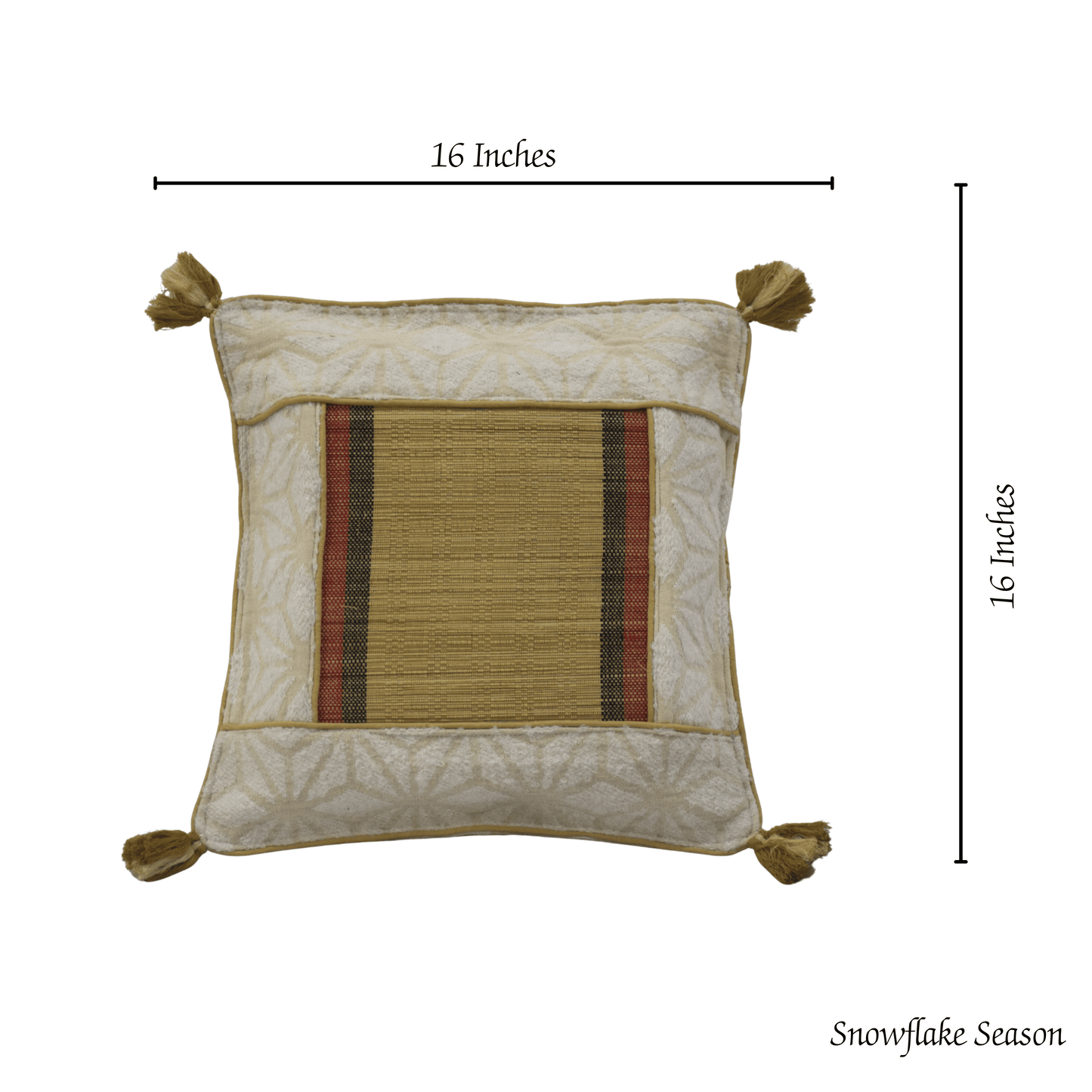 After Wait | Bamboo Cushion Cover – Snowflake Weave with Muga Gold