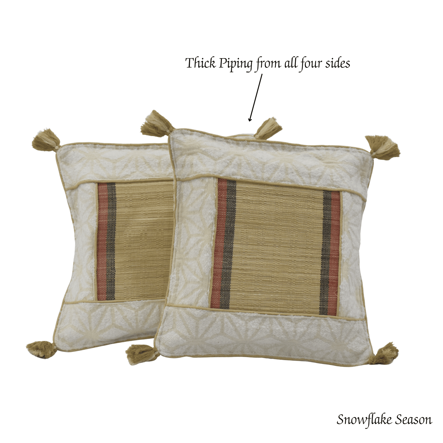 After Wait | Bamboo Cushion Cover – Snowflake Weave with Muga Gold