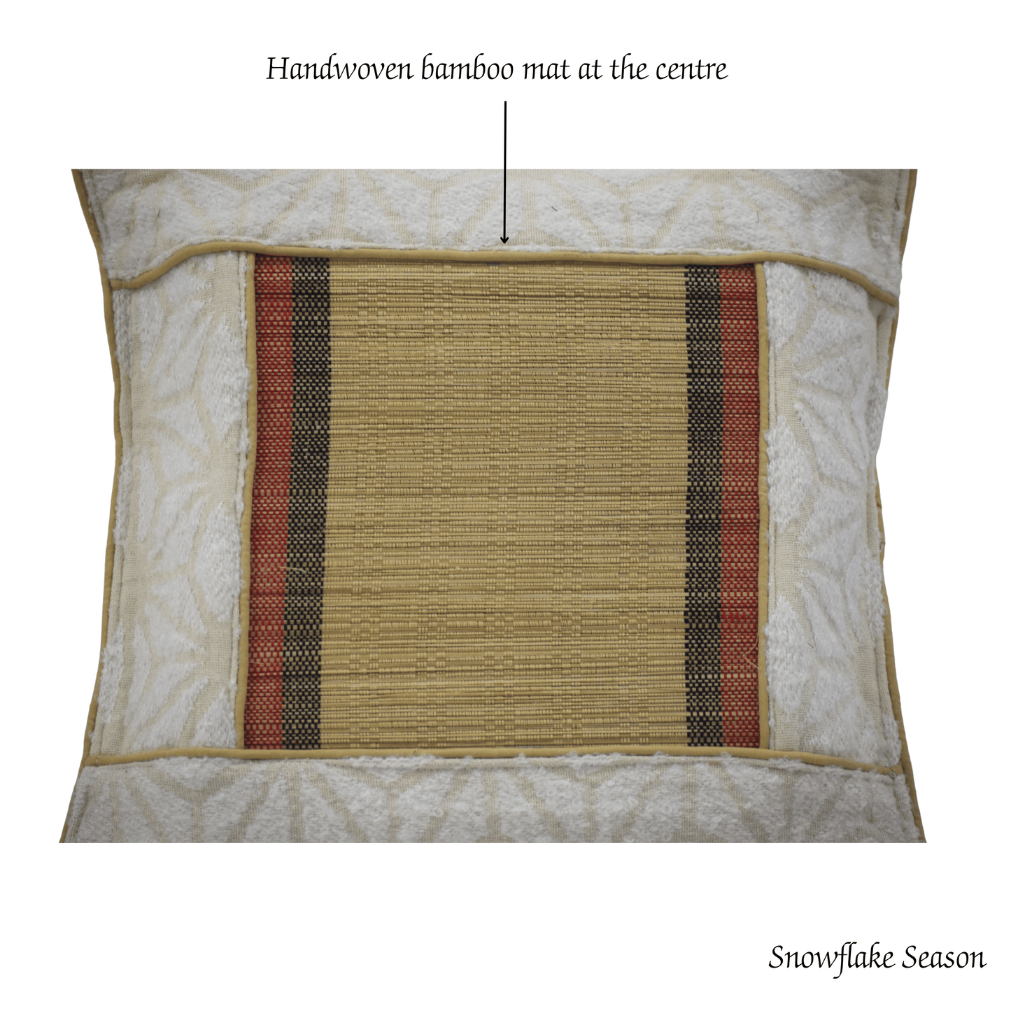 After Wait | Bamboo Cushion Cover – Snowflake Weave with Muga Gold