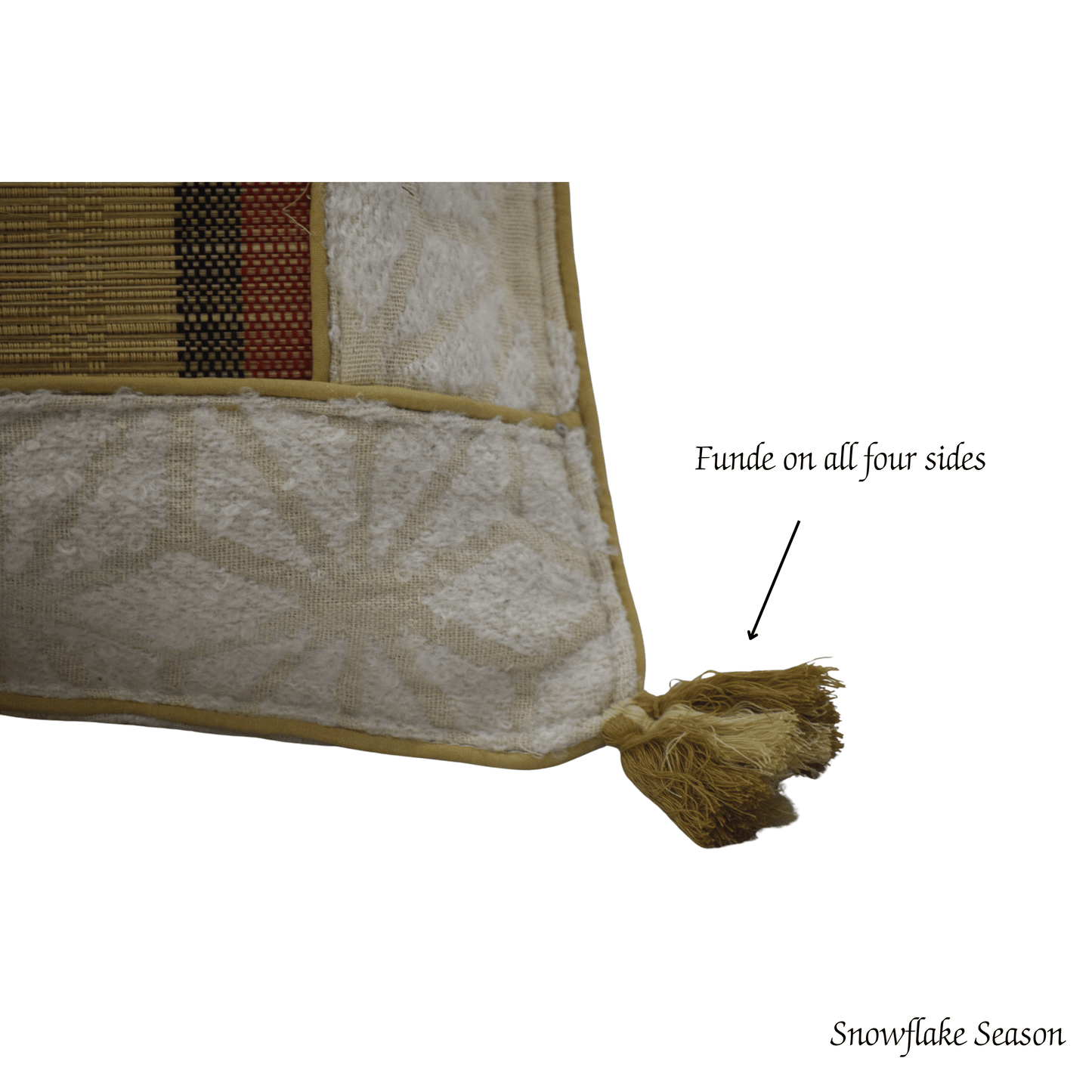 After Wait | Bamboo Cushion Cover – Snowflake Weave with Muga Gold