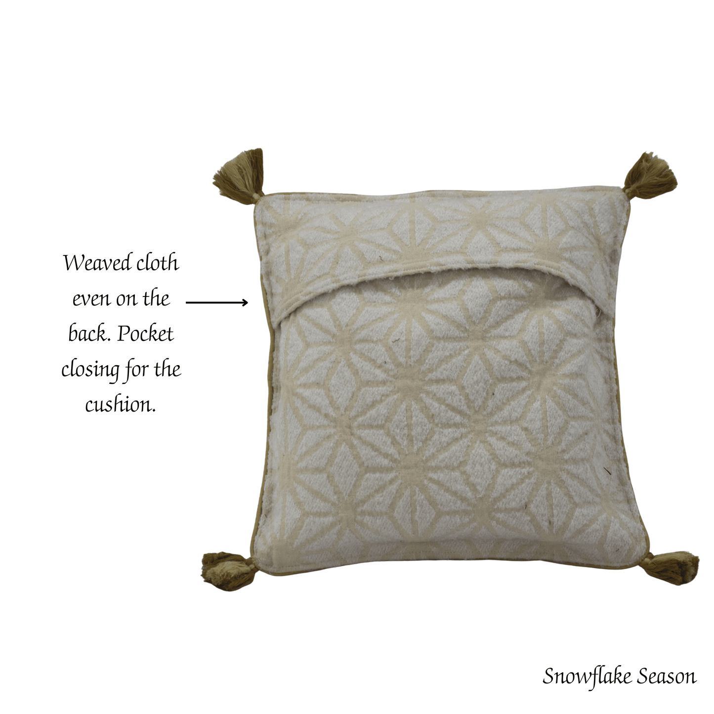 After Wait | Bamboo Cushion Cover – Snowflake Weave with Muga Gold