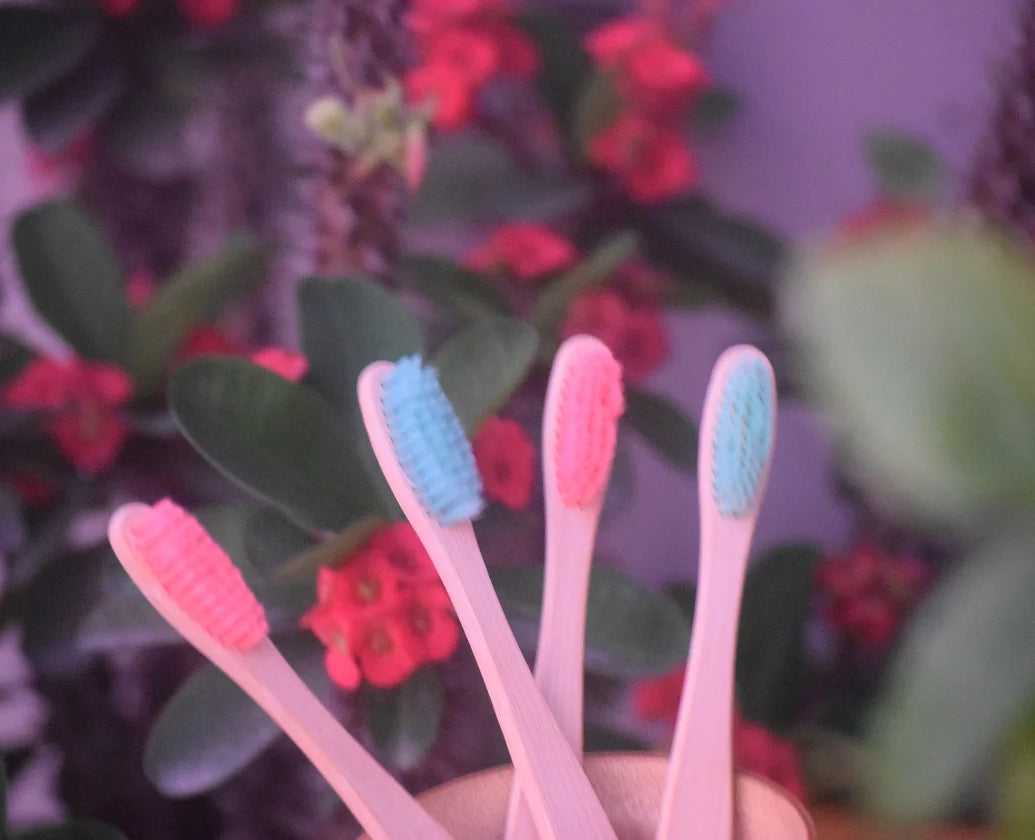 Cepillo de dientes de bambú hecho a mano- Par de 2