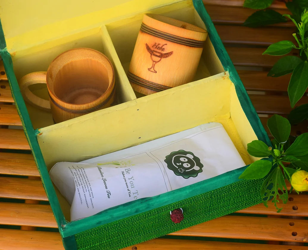 Set de regalo de té de bambú con tema Hebe