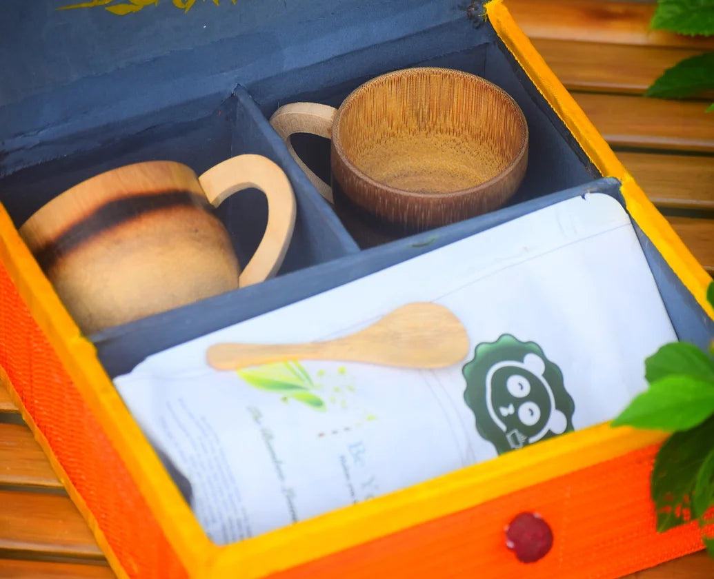 Set de regalo de té de bambú con tema Helios