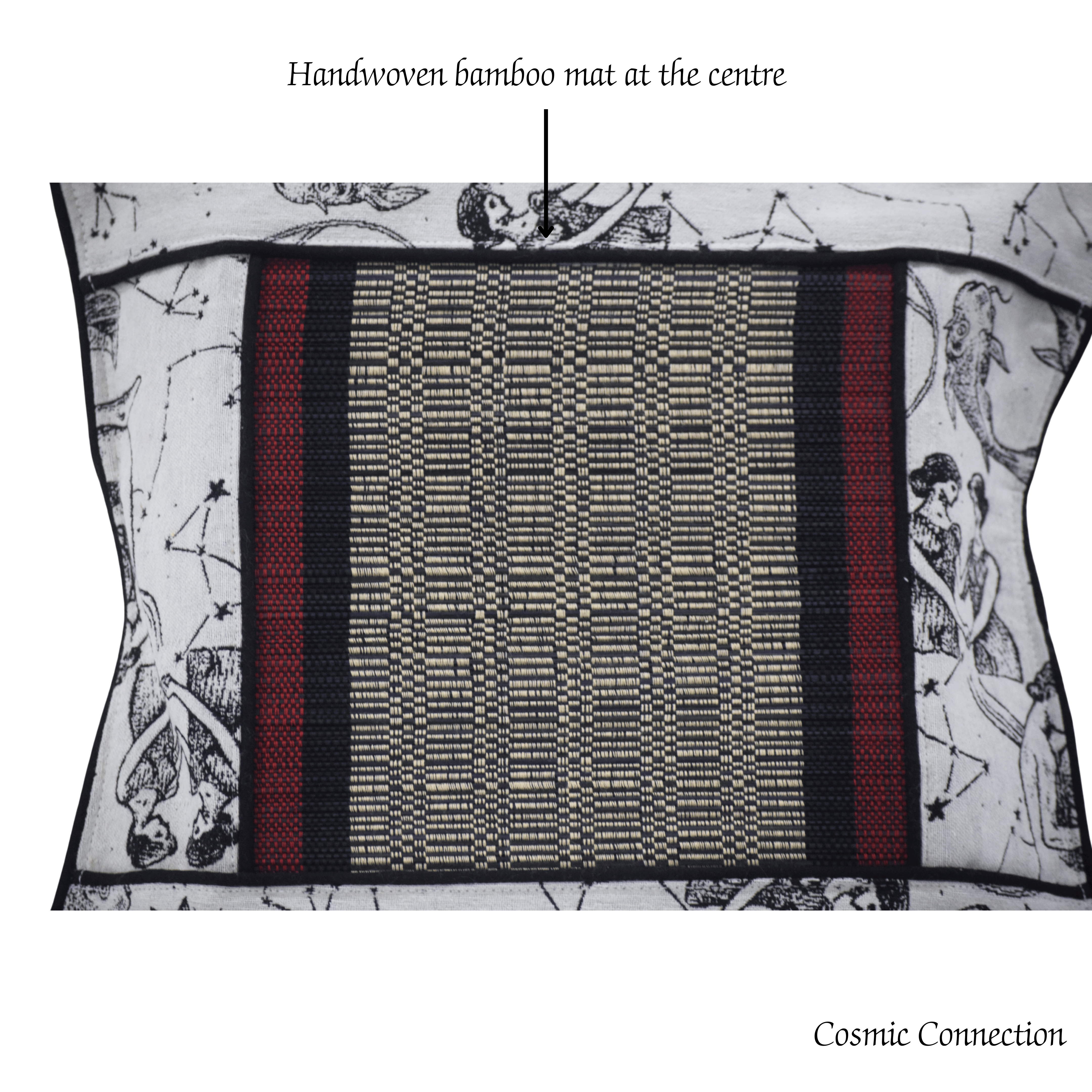 After Wait | Bamboo Cushion Cover – Monochrome Jacquard with Tribal Black thumbnail 5