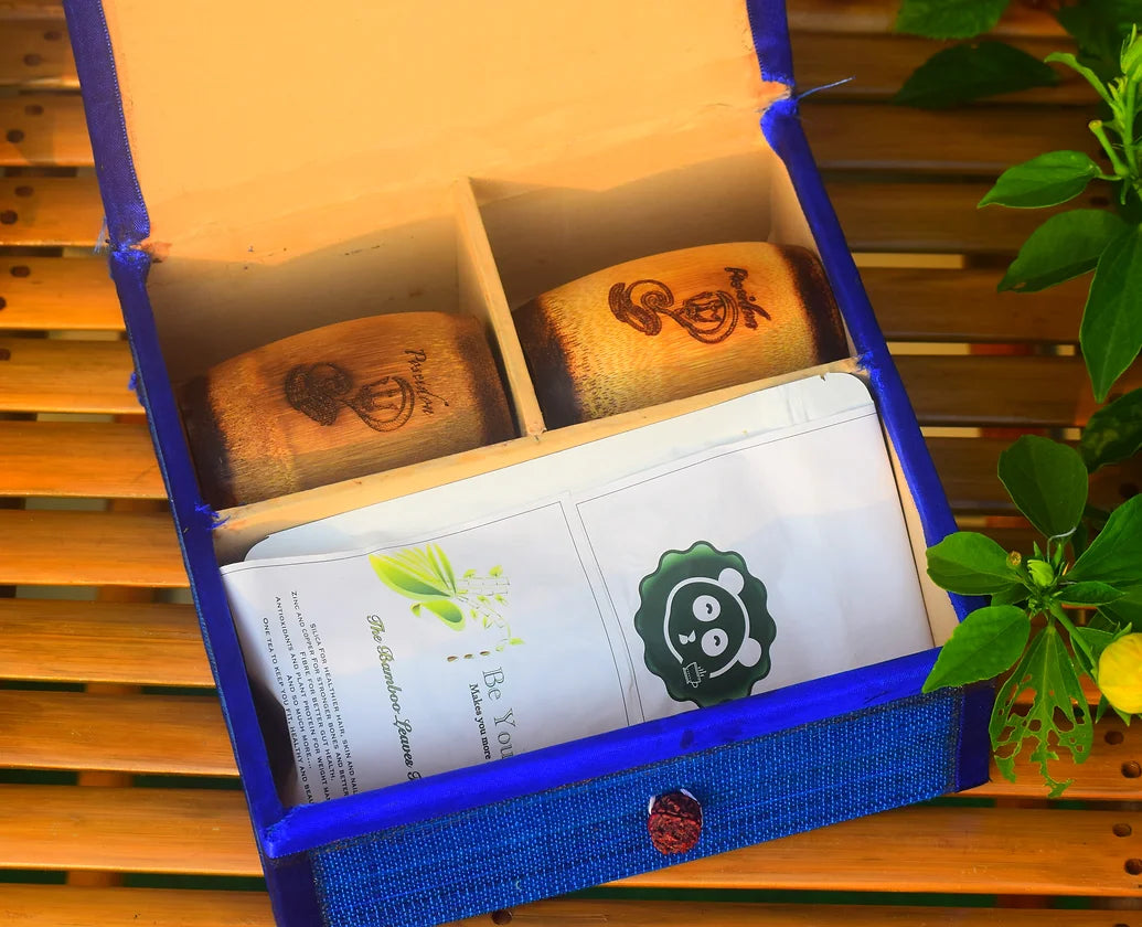 Set de regalo de té de bambú con tema Poseidón