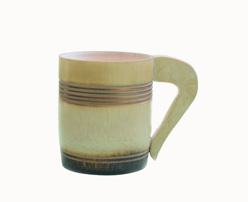 Handmade Bamboo 3 inch Tea Cup with Smoked Finish - 2 piece