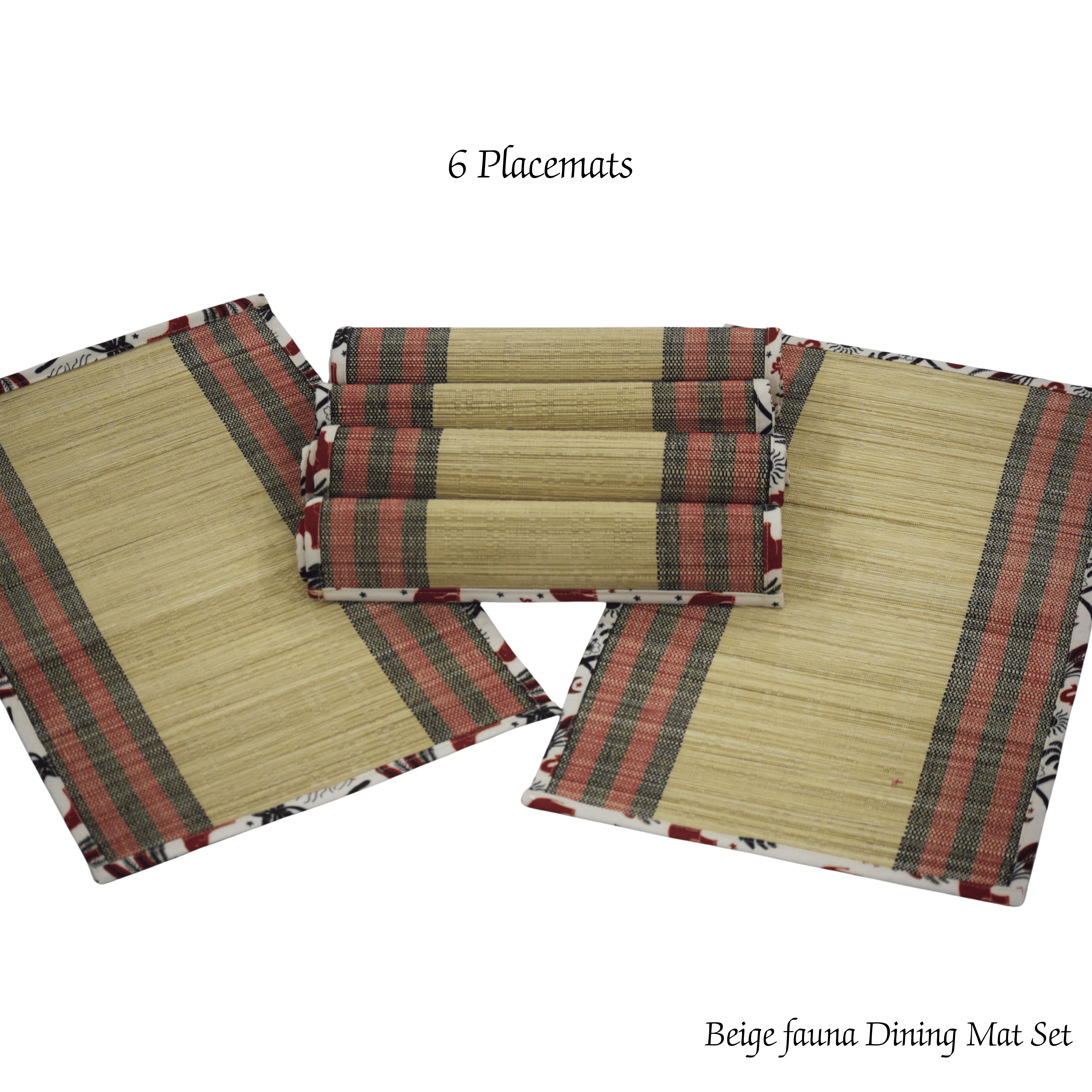 After Wait | Bamboo Placemats – Elephant Print Canvas Edge (Set of 6) image 4