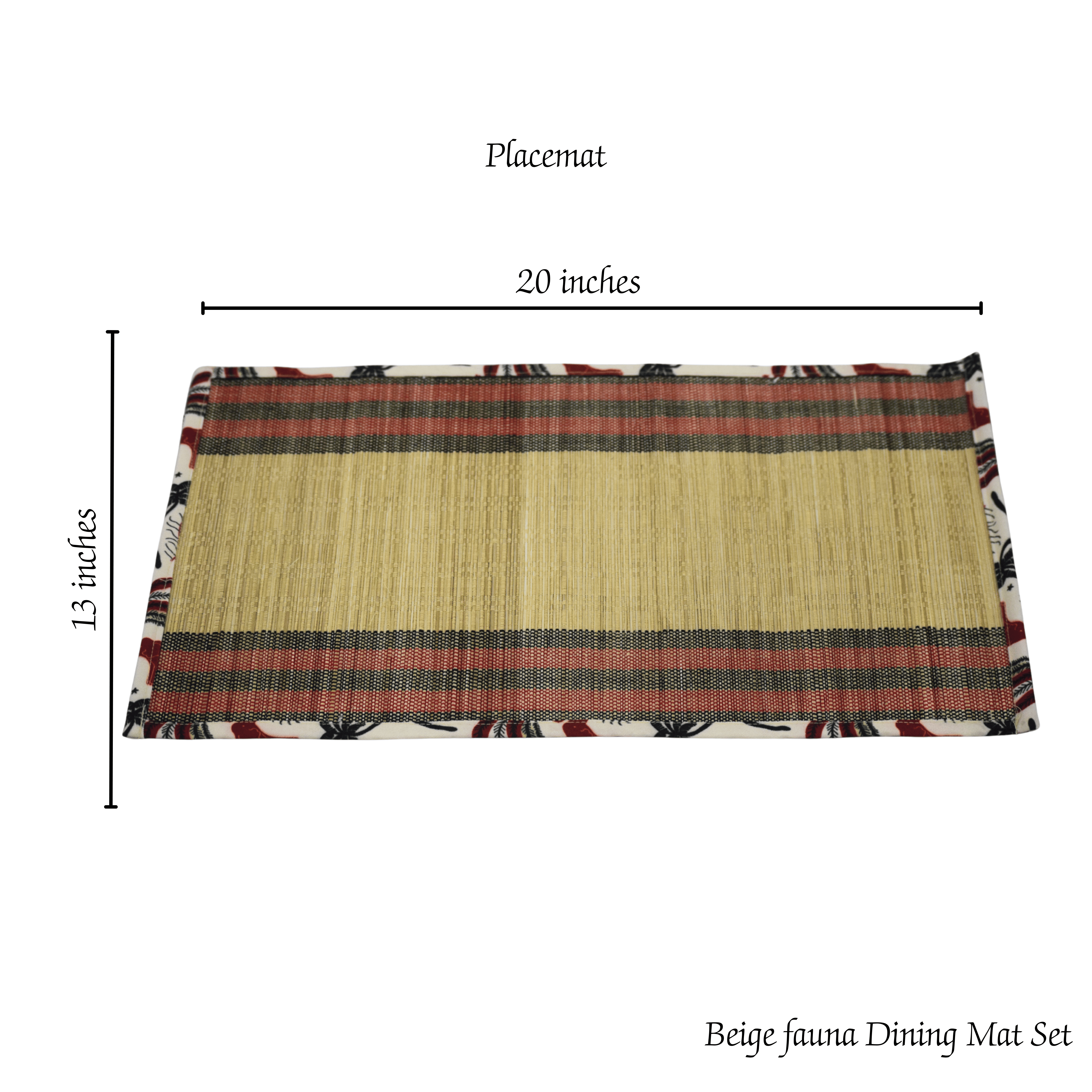 After Wait | Bamboo Placemats – Elephant Print Canvas Edge (Set of 6) image 3
