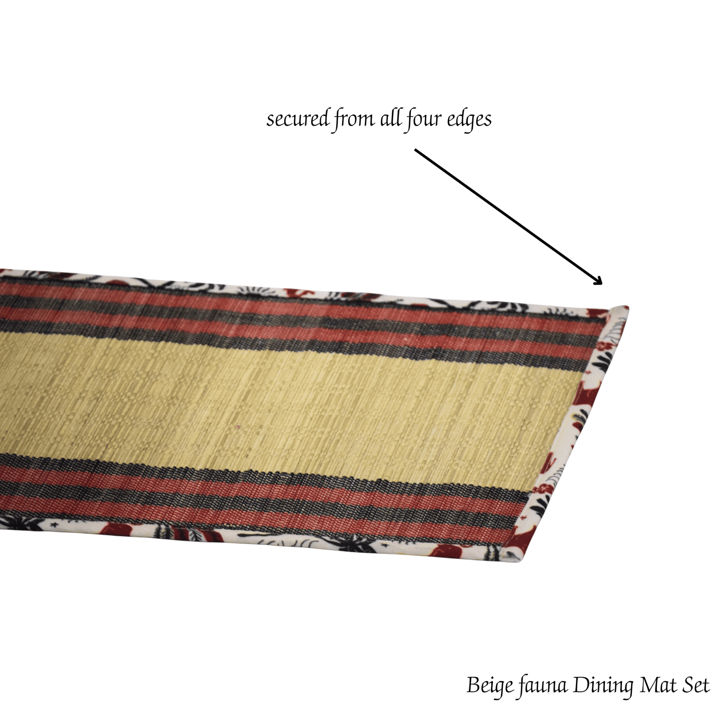 After Wait | Bamboo Table Runner with Placemat - Rustic Elephant Border