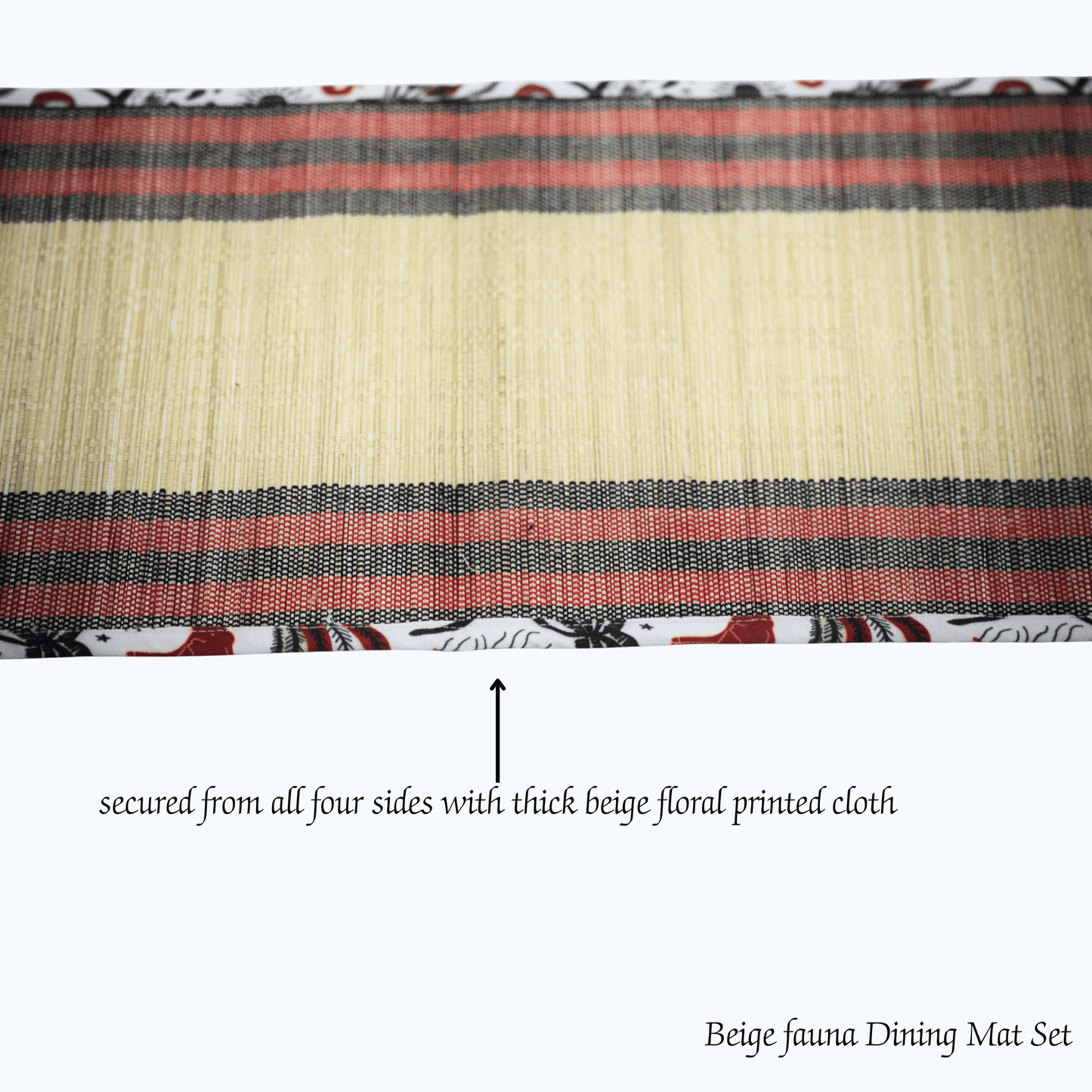 After Wait | Bamboo Table Runner with Placemat - Rustic Elephant Border