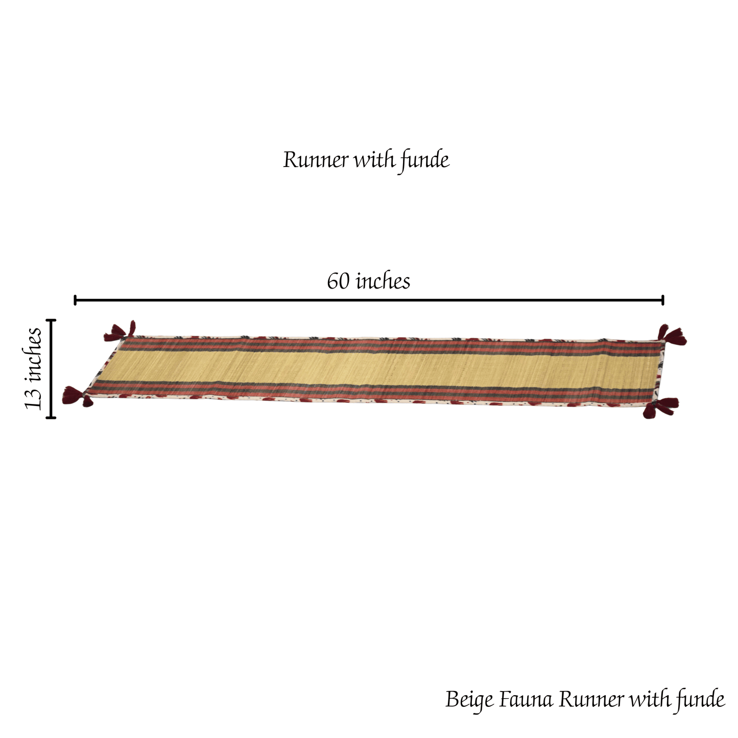 After Wait | Bamboo Table Runner – Elephant Print Canvas Border with Red Funde