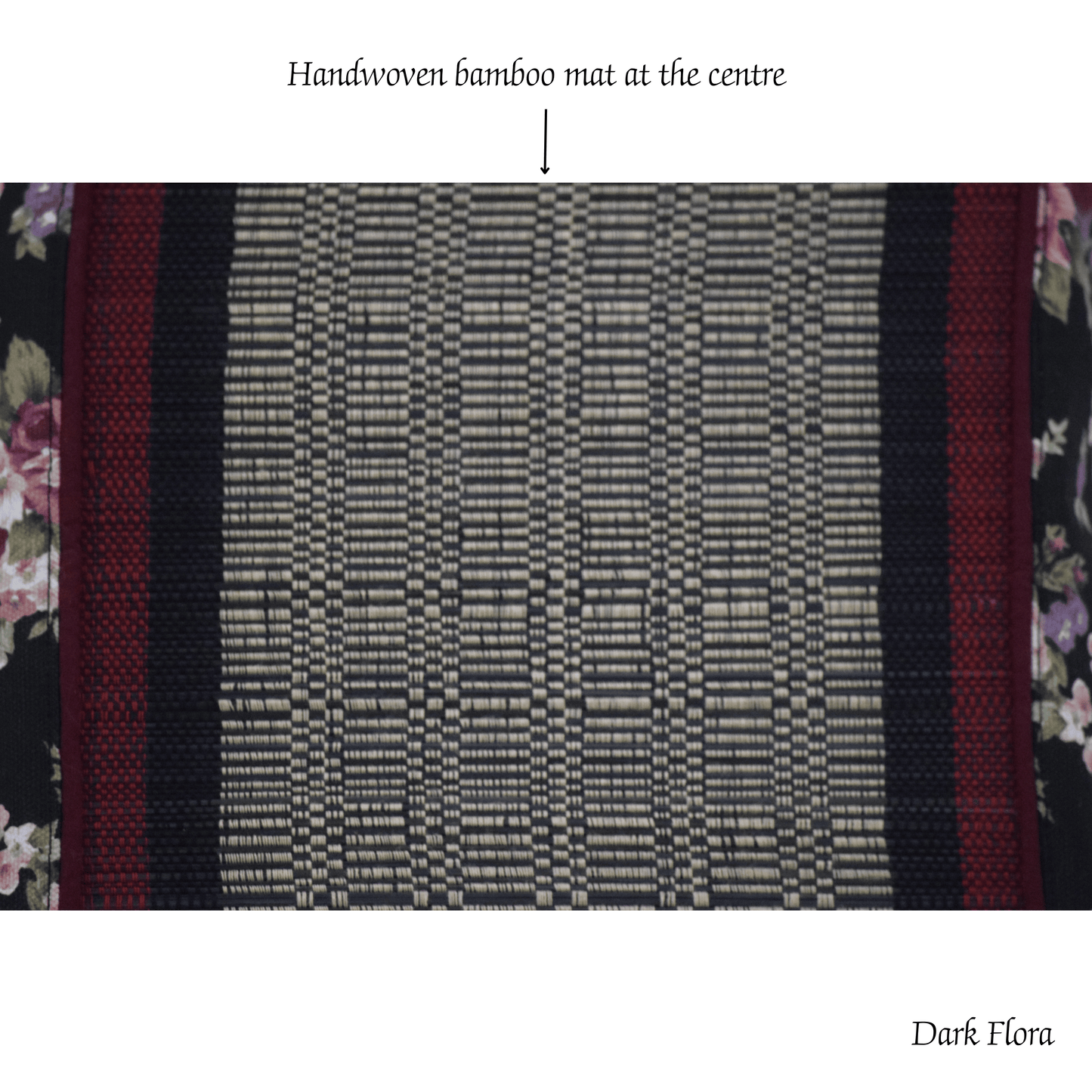 After Wait | Bamboo Cushion Cover – Vintage Floral Canvas with Red Funde